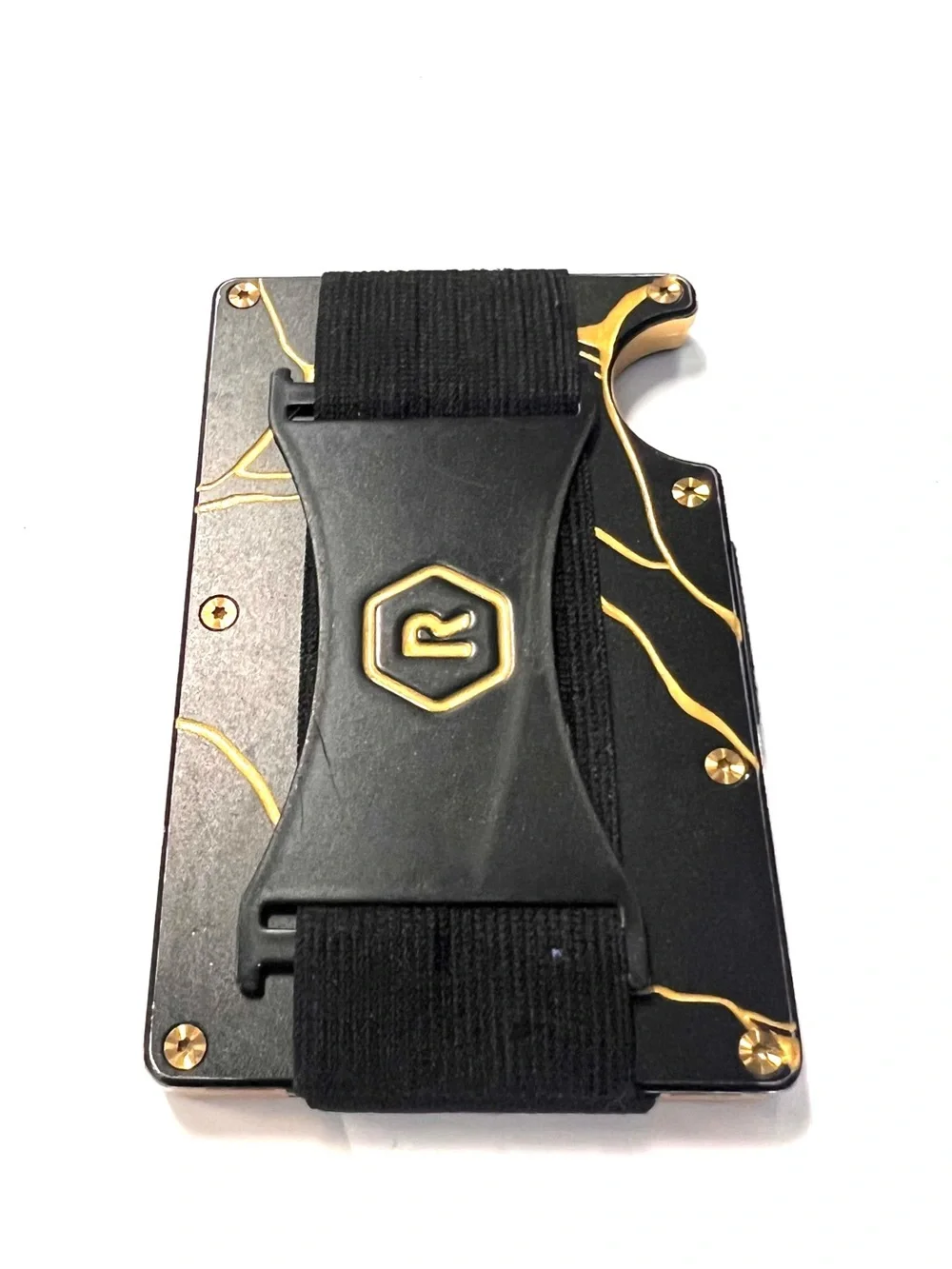 The Ridge RFID Blocking Aluminum Wallet Cash Strap Black/Gold